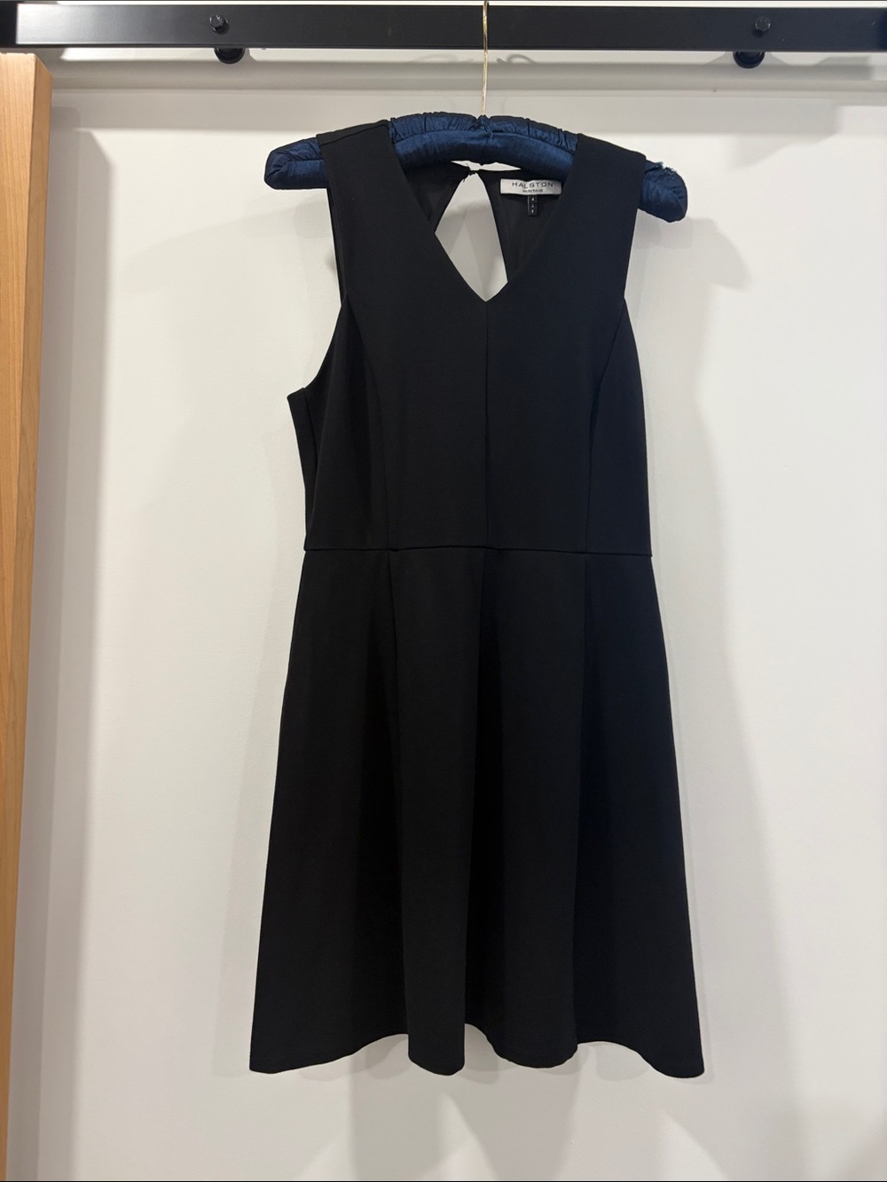 Halston Heritage Black Sleeveless V-Neck Mini Dress